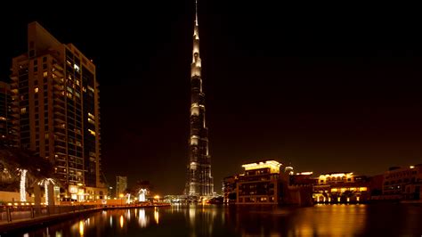 dubai burj khalifa skyscraper night light 4k HD Wallpaper