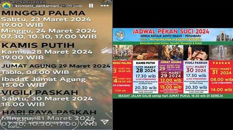 Jadwal Pekan Suci Gereja Katolik Di Pekanbaru Kamis Putih Jumat Agung