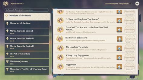 Genshin Impact 3.4 achievements list: All 22 hidden achievements and how to get them