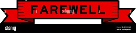 Ribbon Label Banner With Word Farewell In Red Color On White Background