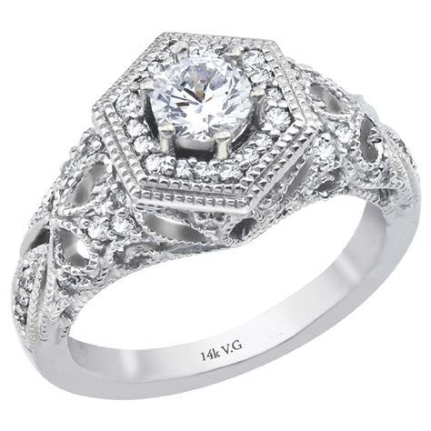 Barry Hyatt Jeweler 14K White Gold Halo Engagement Ring D 034 Ct