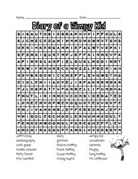 Diary Of A Wimpy Kid Word Search By Learning Is Lots Of Fun TPT