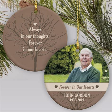 Photo Keepsake Tree Memorial Ornament For Dad Memorial Ornaments