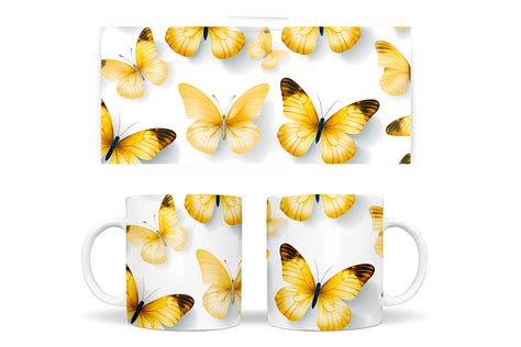 Butterflies Mug Sublimation 3d Butterflies Mug Wrap Design By