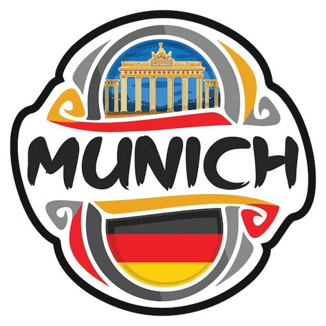 Premium Vector | Munich germany flag travel souvenir sticker skyline ...