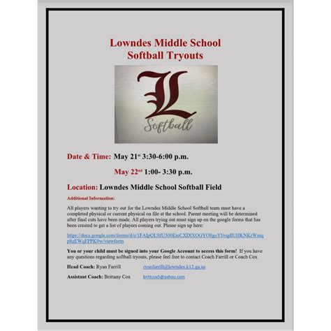 Lms Softball Tryouts Lowndes Middle School