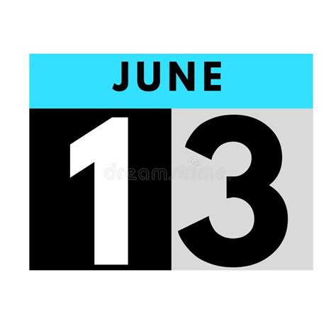 June 13 Flat Daily Calendar Icon Date Day Month Stock Illustration