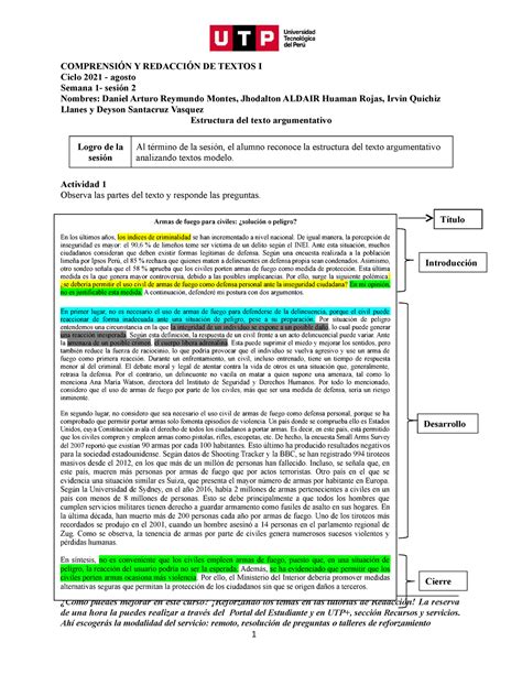 S01 S2 Material Estructura Del Texto Argumentativo 2021 Agosto