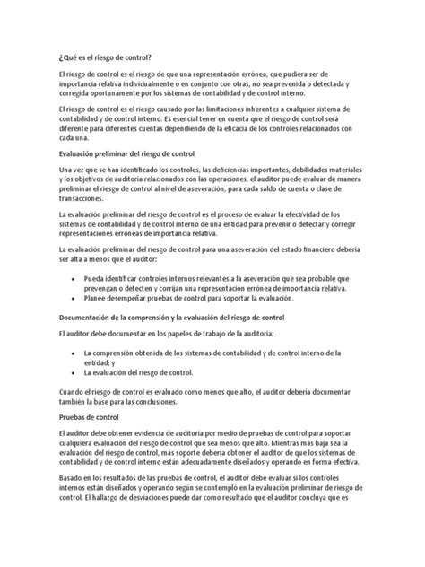 Riesgo De Control Pdf Contralor Auditoría