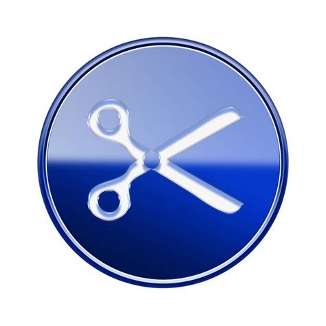 Premium Photo Scissors Icon Glossy Blue