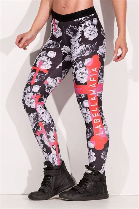 Calzas Mujer Labellamafia Cross Roses Legging Roupas Fitness Legging