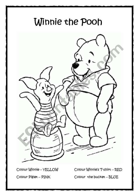 Colour Winnie The Pooh Esl Worksheet By Aylinlondon