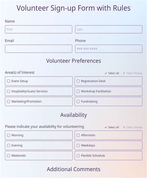 School Volunteer Application Form Template