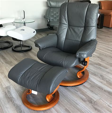 Stressless Mayfair Paloma Rock Leather Recliner Chair and Ottoman by ...