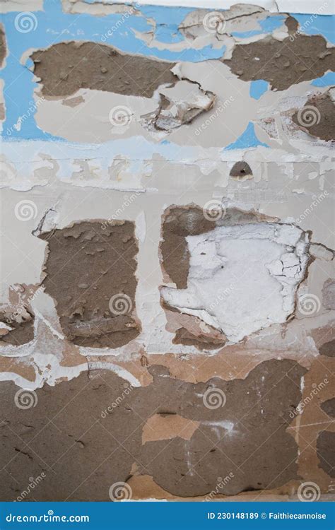 Plaster Walls Interior Exposed With Old Tiles And Tile Glue Marks Home