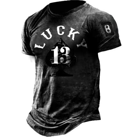 Lucky 13 Vintage Fighter Number Printed T Shirt Men Women Oversize