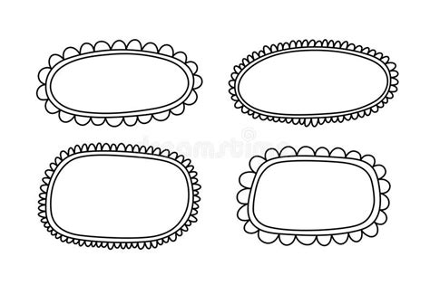 Doodle Oval And Square Scalloped Frames Hand Drawn Scalloped Edge