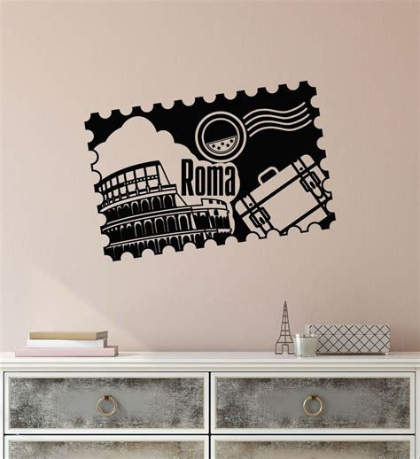 Vinyl Wall Decal Rome Italy Travel Agency Tourism Postage Stamp