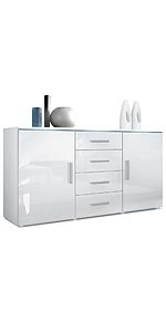 Vladon Sideboard Kommode Faro Made In Germany Korpus In Wei Matt