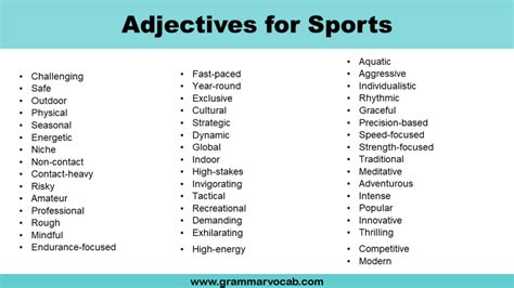 List Of Adjectives For Sports Grammarvocab