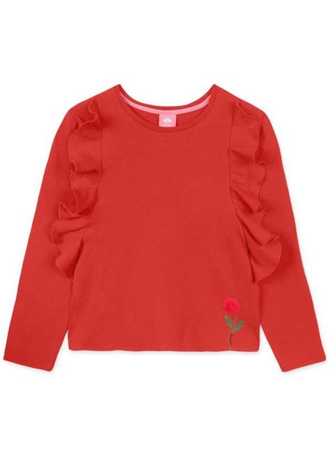 Blusa Infantil Menina Manga Longa Vermelho Lilica Ripilica