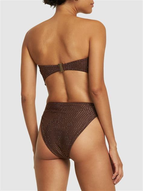 Self Portrait Embellished Tech Bikini Bottoms Self Portrait