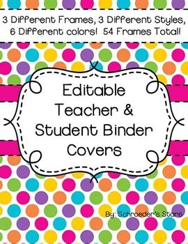 Editable Teacher Binder Covers Stripes Squares And Polka Dots With