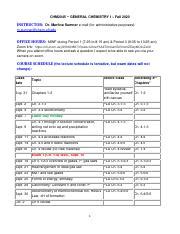 Chm Syllabus Pdf Chm General Chemistry I Fall