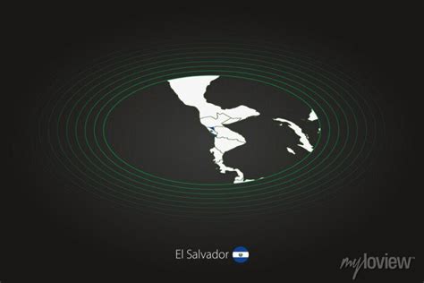 El Salvador Map In Dark Color Oval Map With Neighboring Countries