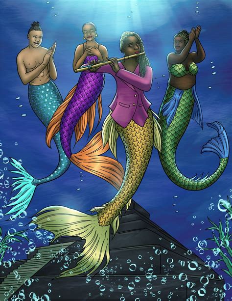 Mermaid Fantasy Art/black Mermaid Art/african American Mermaid Art ...