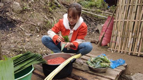 Living Off Grid Solo Bushcraft Camping Makes The Rice Cake Wrapped