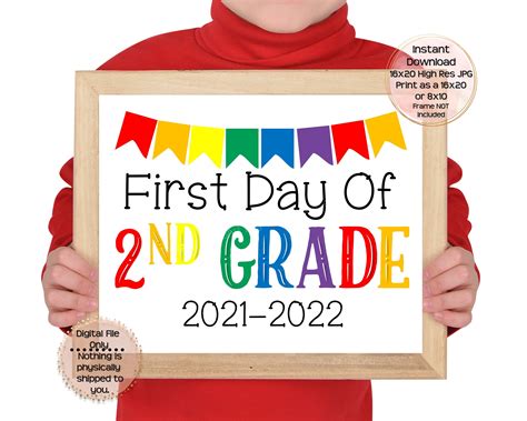 First Day of Second Grade Printable Sign First Day of School | Etsy