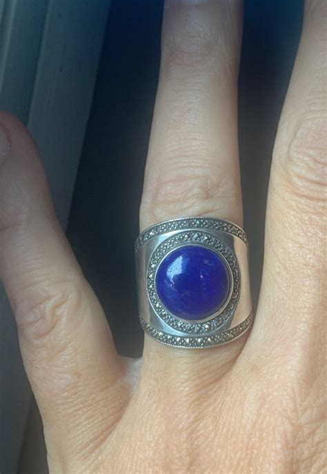 Proantic Bague Argent Lapis Lazuli Marcassites