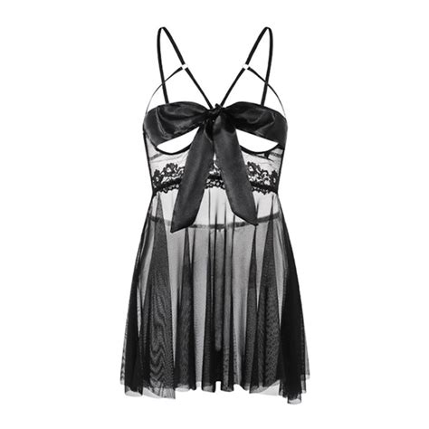 L L Lingerie Women Sexy Big Ribbon Babydoll Open Bust Black White Dress For Sex 女情趣性感透视诱惑蝴蝶结睡裙