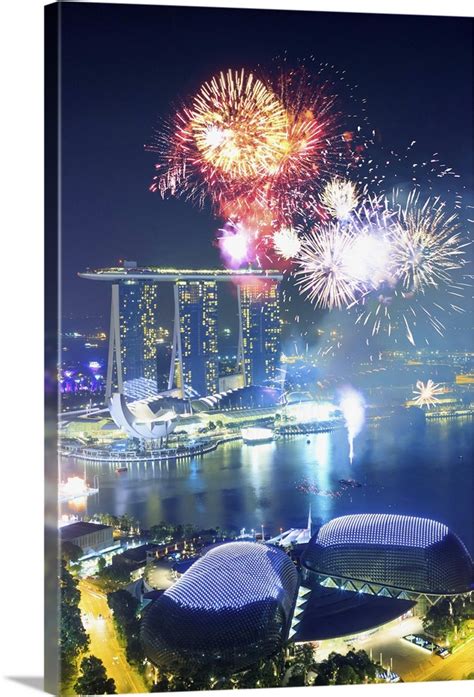 Singapore City, Chinese New Year fireworks at Singapore marina Wall Art ...