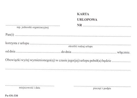 Karta Urlopowa Wydawnictwo Edulex