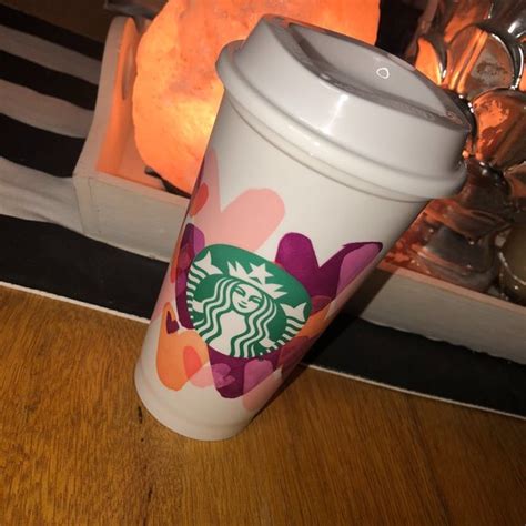 Starbucks Kitchen Starbucks Valentines Day White With Hearts Reusable Hot Cup 220 Le Poshmark