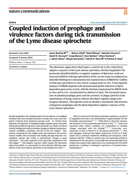 Pdf Coupled Induction Of Prophage And Virulence Factors During Tick