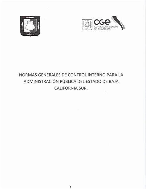 Pdf Normas Generales De Control Interno Para La AdministraciÓn PÚblica Del Estado De