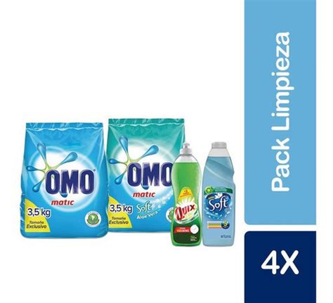 Pack Detergente En Polvo Omo Matic Omo Aloe Quix Soft Mercado Libre