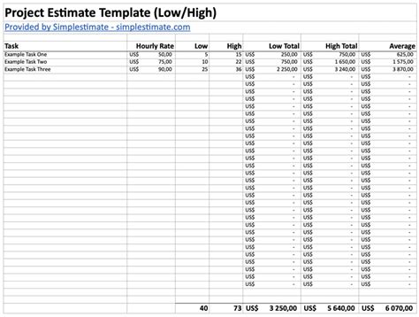 Free Excel Cost Estimate Template Excel Simple Estimate Move