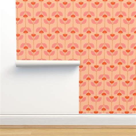 Red Floral Peel And Stick Wallpaper | Spoonflower