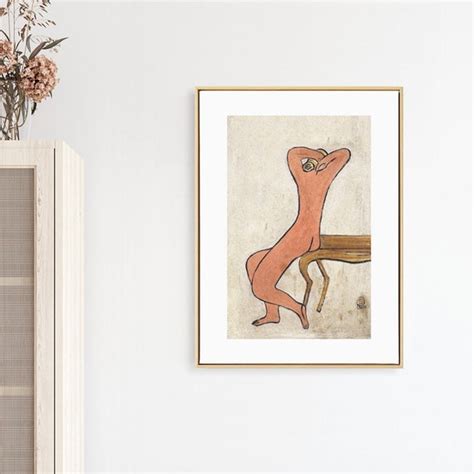 Side Sitting Naked Woman Sanyu Oil Painting Wall Art Picture Etsy