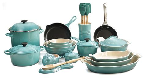 Le Creuset 26 Piece Complete Kitchen Cook and Bakeware Set, Caribbean ...