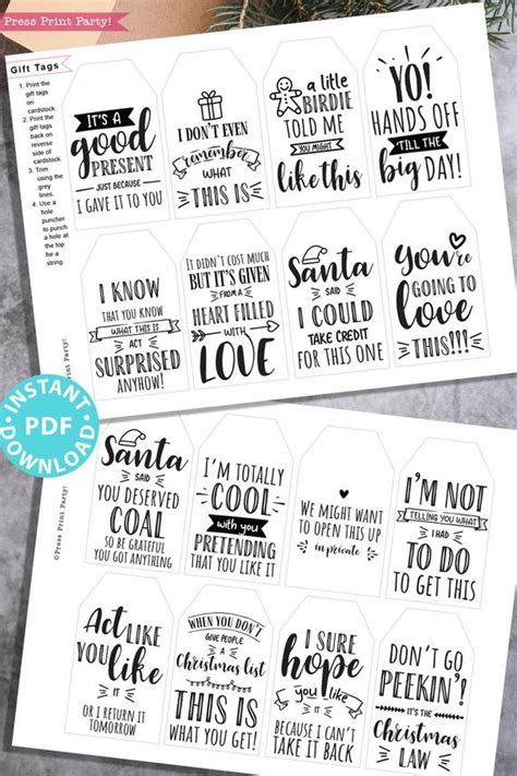 40 Funny Christmas Gift Tags Printable (Original) - Press Print Party!