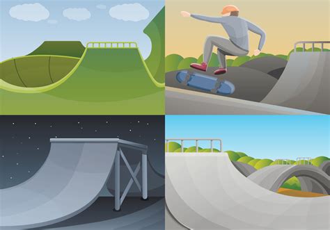 Skate park banner set, cartoon style 8855676 Vector Art at Vecteezy