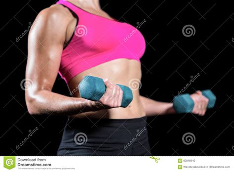 Muscular Woman Lifting Heavy Dumbbells Stock Photo Image Of Adult