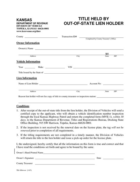 Form Tr 100 Fill Out Sign Online And Download Fillable Pdf Kansas