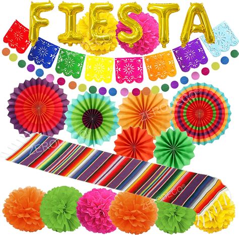 Amazon Zerodeco Fiesta Party Decorations Multicolor Mexican Table