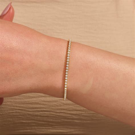 14k Solid Gold Tennis Bracelet Minimalist Igi Gia Certified Def Vvs